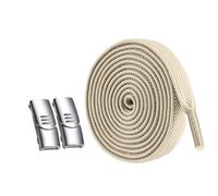 inupon Lacci piatti elastici senza lacci, con fibbia magnetica in metallo color argento, sostituzione, per scarpe da ginnastica per bambini e adulti, Beige, 100