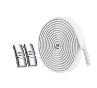 inupon Lacci piatti elastici senza lacci, con fibbia magnetica in metallo color argento, sostituzione, per scarpe da ginnastica per bambini e adulti, bianco, 100