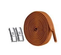 inupon Lacci piatti elastici senza lacci, con fibbia magnetica in metallo color argento, sostituzione, per scarpe da ginnastica per bambini e adulti, Marrone, 100