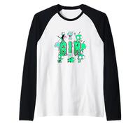 Invader Zim Gir Text Design Slime Letters Funny Faces Maglia con Maniche Raglan