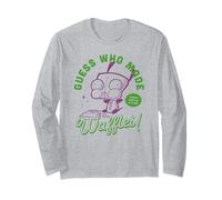 Invader Zim Guess Who Made Waffles! Gir Distressed Maglia a Manica