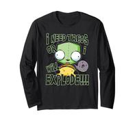 Invader Zim I Need Tacos Or I Will Explode!!! Retro Gir Logo Maglia a Manica