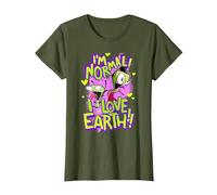 Invader Zim I'm Normal I Love Earth Day Maglietta, Donna, Oliva, XXL