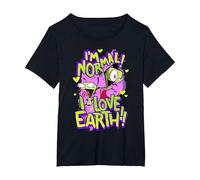 Invader Zim I'm Normal I Love Earth Day Maglietta, Donna Plus-Size, Nero, 2X