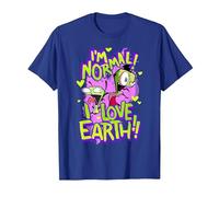 Invader Zim I'm Normal I Love Earth Day Maglietta, Uomo, Blu Reale, M