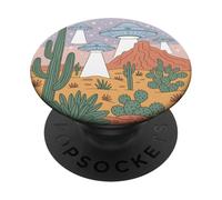 Invasione del deserto degli UFO - Scena del cactus del sud-ovest dell'astronave aliena PopSockets PopGrip Adesivo
