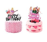 Invasye 2 PCS Music Singer Cake Topper, Tayl Girl Cupcake Topper, Decorazioni per Feste Pop Singer, Happy Birthday Cake Pick, per Feste A Tema Musica, Compleanno, Amante Concerto