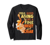 Invecchiare con Umorismo Come Whisky e Sigaro Pregiati Maglia a Manica
