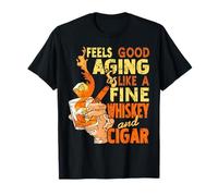Invecchiare con Umorismo Come Whisky e Sigaro Pregiati Maglietta