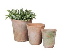 Invecchiato Terracotta Vaso da Fiori 3er Set Fioriera Pentola A Rotondo