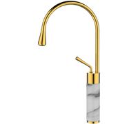 Invena Gabro rubinetto per lavabo verticale bianco-oro BU-33-W13