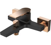 Invena Midnight rubinetto per vasca e doccia a parete nero-oro BW-35-014