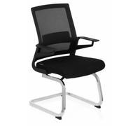 HJH Office 732060 Sedia Cantilever con Braccioli INVENTOR V Poltroncina a Sbalzo con Schienale in Tela Traspirante, Per Sale Attesa E Conferenze, Tessuto Nero