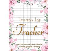 Inventory Log Tracker: With Monthly Summary, Reorder Level & Supplier Tracking | Additional lined pages included for notes, planning, and personalized tracking.