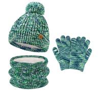 Invernale Cappello Berretto con Pon Pon Sciarpa Guanti Bambino, Termici Cappelli Berretti Manopole per 0-4 Anni Bambini Piccoli, Caldo Beanie Touch Screen Guanti per 5-8 Bimbo Bambina