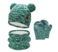 Invernale Cappello Berretto con Pon Pon Sciarpa Guanti Bambino, Termici Cappelli Berretti Manopole per 0-4 Anni Bambini Piccoli, Caldo Beanie Touch Screen Guanti per 5-8 Bimbo Bambina