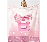Invernale Termiche Coperte Flanella Lettera B Rosa 220x240, ZQ5375 | Pile Che non Perde Peli Coperta, Lavabile in Lavatrice, per Campeggio Viaggi, Facile Manutenzione, per Adolescenti Adulti
