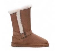 Invernali da Donna in Pelle di Pecora Scamosciata Marrone Chiaro Redwood Stivali Slip On Con Cerniera e Fodera in Pelliccia Suola Antiscivolo Per Esterni Calzature Calde ed Eleganti Per il Freddo
