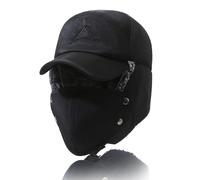 Inverno 3 in 1 Cappello Trapper Foderato in Pelliccia Termica, Cappello Caldo Invernale Essenziali, Cappello Caldo Unisex Antivento Protezione per le Orecchie (Nero,Taglia unica)