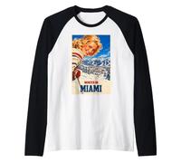 Inverno a Miami Florida Divertente Vintage Sci Poster Stile Maglia con Maniche Raglan