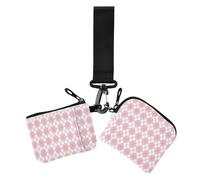Inverno Argyle Pesca Linee Bianche Portafogli da Donna Custodie per Carte Sottile Staccabile Organizer Borsa con Cerniera Tasca per Monete per Le Donne 2 Pz