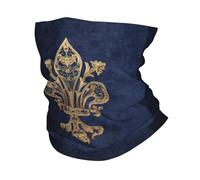 Inverno caldo all'aperto, filigrana d'oro Fleur de Lis Bandana Neck Warmer antivento avvolgente sciarpa per il viso per escursioni Fleur-de-Lys Lily Flower Gaiter Fascia