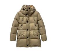 Inverno Caldo Bianco Goose Down Giacca Con Cappuccio Staccabile Uomini E Donne Moda Piumino, Kaki, S