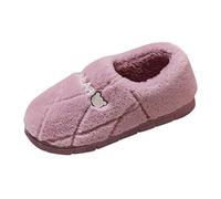 Inverno Coppie Wimen Caldo Baotou Peluche Morbido Fondo Confortevole Tinta Unita Piatta Cotone Slipper Natale Pantofole Donna 9, Viola, 37.5 EU
