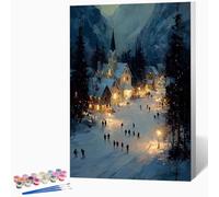 Inverno Dipingere Con I Numeri Adulti Paesaggio Quadri Da Dipingere Numerati, Hobby Creativi Adulti Principianti DIY Paint By Numbers Kits Con Vernici E Pennelli 40x50 cm Senza Cornice -LKF0731D8