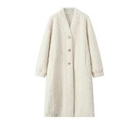 Inverno Donna Stile Pigro Donna Lungo Retrò Intrecciato Fursss Un Pezzo Imitazione Visone Fursss Cardigan Fursss Cappotto, bianco, Small