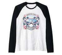 Inverno è Il Mio Parco Giochi Amante dello Sci Donna Sci Ragazza Sciatore Maglia con Maniche Raglan