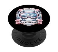 Inverno è il mio parco giochi Amante dello sci Donna Sci Ragazza Sciatore PopSockets PopGrip Adesivo