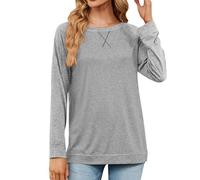 Inverno Girocollo Colorato Sopra Manica Lunga Sciolto Casual Top Shirt Top Per Le Donne Piume Top Donna, grigio., S