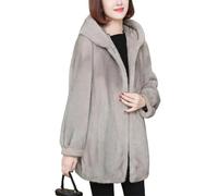 Inverno Imitazione Visone Velluto Soprabito Donne Spesso Caldo Outwear Con Cappuccio Media Lunghezza Faux Pellicce Cappotto Femminile, Gary, 3XL