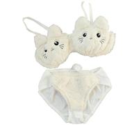 Inverno limitato Giapponese Ragazza Morbida Ragazza Ragazza Peluche Biancheria Intima in Cotone Carino Anime Cartoon Gatto Orecchie Studente Peluche Senza Anello in Acciaio Set Reggiseno (Colore : bi
