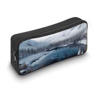 Inverno Montagne Neve Scena Matita Pouch Grande Capacità Matita Tasche con Cerniera Borsa per Penne in Tessuto Carino Estetica Astuccio per Donne Uomini Portatile Forniture per Ufficio Trucco