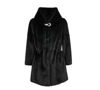 Inverno Nero Spessa Calda Morbida Pelliccia di Visone Faux Cappotto Donna con Cappuccio Coulisse Plus Size Giacca Soffice, nero, 5X-Large