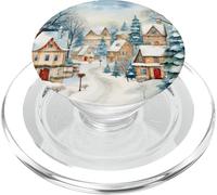 inverno, neve, albero natale, coperto, con, neve, e, paese PopSockets PopGrip per MagSafe