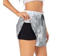 Inverno Old Cable Ski Lift Donna Pantaloncini Atletici Estate Tempo Libero Quotidiano Jogging Ciclismo, Nero , X-Large lange