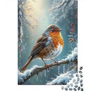 Inverno Robin Perch Puzzle Classico Da 1000 Pezzi Per Adulti Giocatori, Cartone Premium, Regalo Di Compleanno, Gioco Di Sfida Difficile 52x38cm/1000pcs