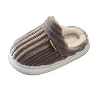 Inverno Semplice alla Versatile per Ragazze e Ragazzi Pantofole in Cotone per Bambini Ragazzino Grande Bambino Trama Verticale Calde e Antiscivolo Scarpe in Cotone Felpato per la casa (Coffee 26)