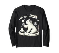 Inverno Silhouette Cave Art Wildlife Palla di Neve Orso Polare Maglia a Manica