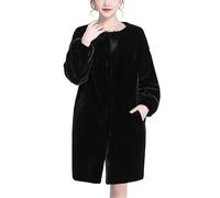 Inverno Soffice Morbido Faux Furss Cocoon Cappotto Donna Spalla Goccia Caldo Falso Sheared Visone Furss Giacca, nero, X-Large