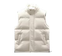 Inverno Uomini D'anatra Down Vest Donne Senza Maniche Piumino Gilet Solido Ultra Sottile Caldo Leggero Piumino Gilet, Bianco, XL