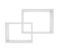 Invero Set di 2 mensole sospese quadrate in legno ad incastro - mensola da parete per decorazioni, ideale per soggiorno, corridoio, camera da letto e molto altro ancora - bianco