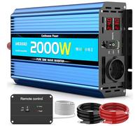 Inverter 24v 220v Onda Pura 2000W,Convertitore di Tensione,Transformatore di Tension Power Inverter,Con Telecomando,Prese AC,Porte USB e schermo LED,per Camper Auto Camion