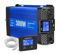 Inverter 3000W/6000W 24V 220V Onda Sinusoidale Pura Trasformatore Con telecomando, 2 Prese EU, 2 Porte USB,Type-C, Adatto per Elettrodomestici, Camper e Campeggio