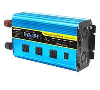 Inverter 3200 W Voltage Converter Pure Sine Wave 12 V 230 V with 4 European Sockets and 4 USB Ports LCD Voltage Display (3200W)