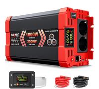 Inverter a onda sinusoidale pura, 1000 Watt, inverter da 12 V CC a 240 V CA per camper, camion, solare, casa, inverter di potenza con 2 prese AC, USB 30 W, USB 5 V 3,1 A, porta hardwire, telecomando