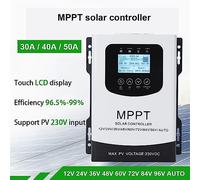 Inverter a onda sinusoidale pura, 30A 40A 50A Regolatore solare MPPT 12V 24V 48V 60V 72V 96V Identificazione automatica Carica fotovoltaica universale Display LCD(30A)